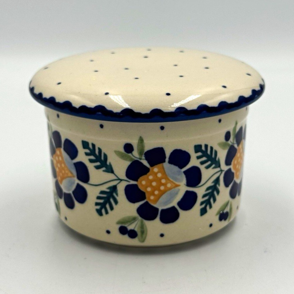 Manufaktura w Boleslawcu Polish Pottery Floral Butter Bell w/ Lid 775